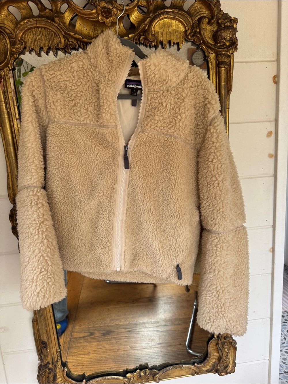 Patagonia Beige Teddy Fleece Zip Jacket